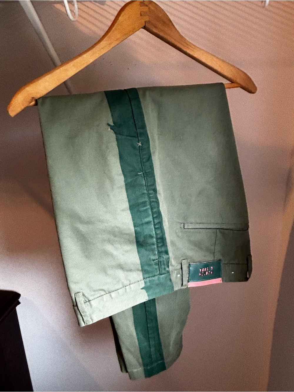 Scotch & Soda Olive Green Chinos with Dark Green Side Stripe